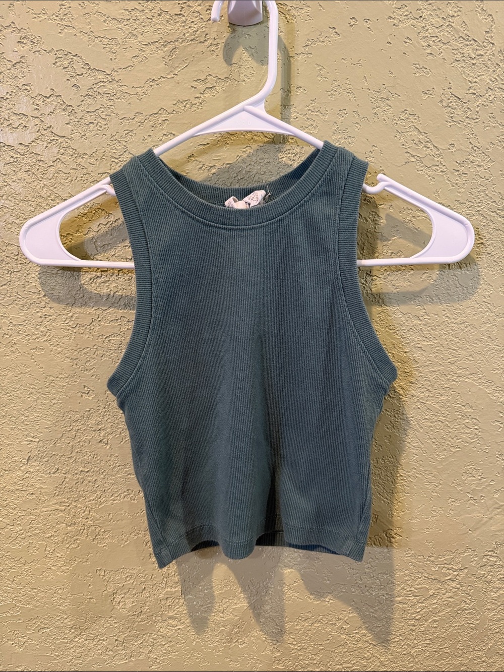 Tilly's Ribbed Crop Tank in Slate Blue-Green